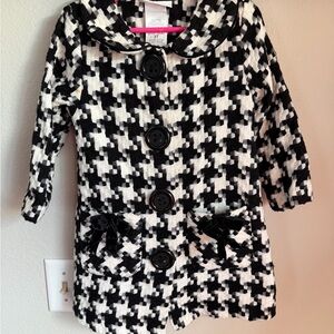 Bonnie Jean Black and White Checkered Pea Coat